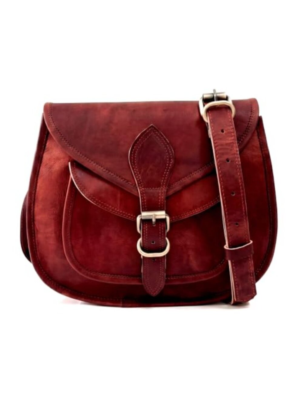Genuine Leather Handmade Crossbody Satchel Bag Vintage Saddle Handbag